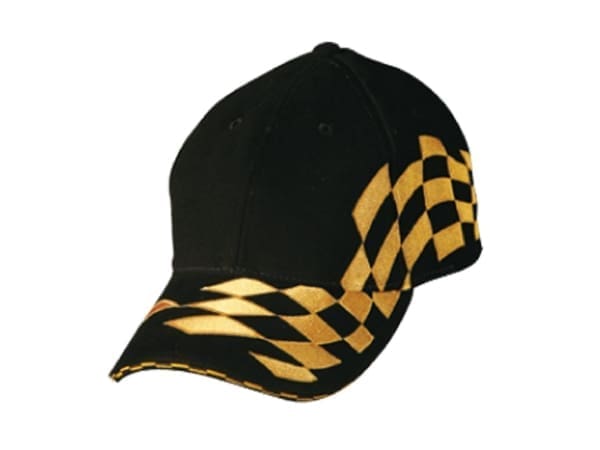 Heavy brushed cotton embroidery check racing with sandwich peak cap