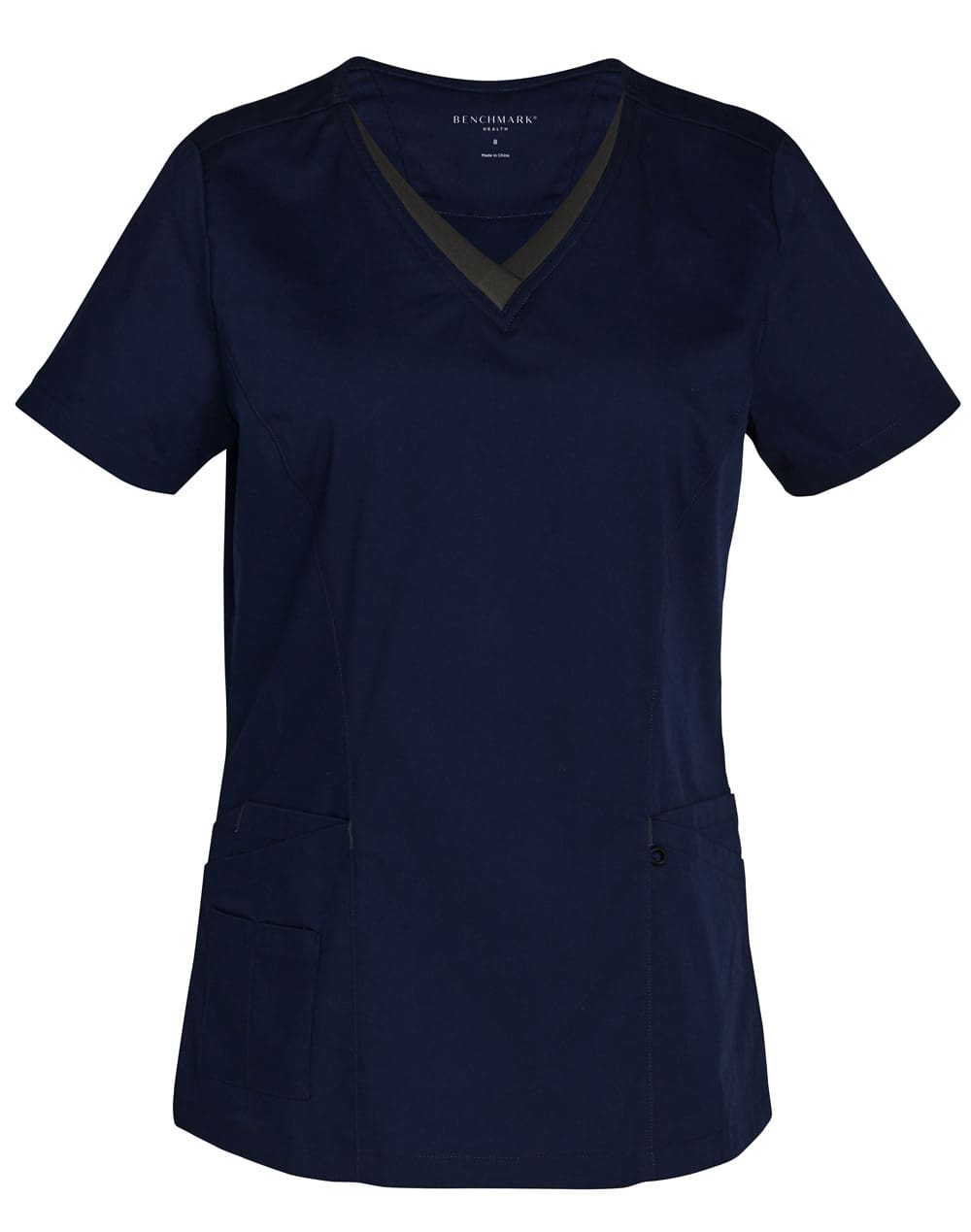 LADIES V-NECK CONTRAST TRIM SCRUB TOP