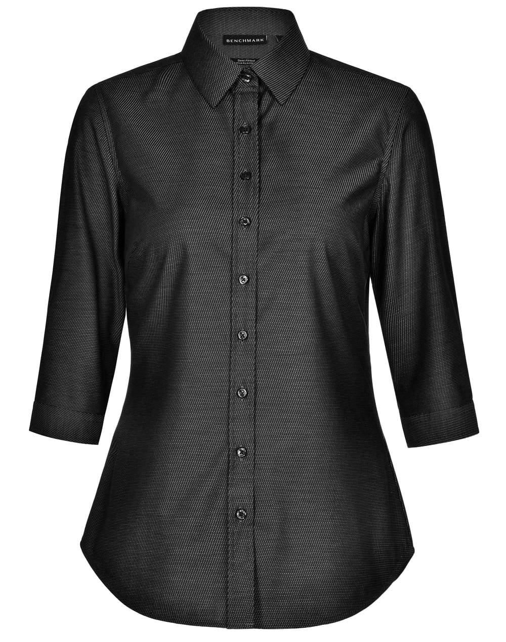 ASCOT LADIES 3/4 SLEEVE DOT JACQUARD STRETCH SHIRT