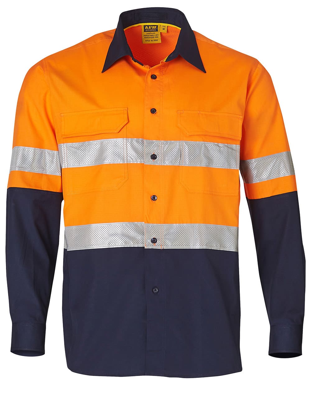 Hi-Vis Cotton Rip-Stop Long Sleeve Shirt 3M Tape