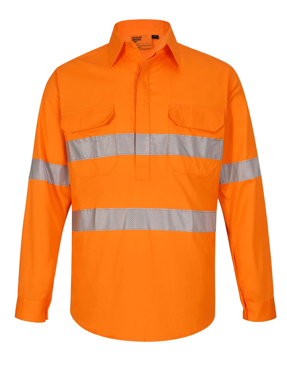 UNISEX HI-VIS COOL BREEZE CLOSED FRONT LS SHIRT WITH PERFORATED TAPE